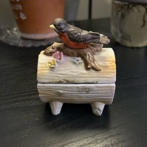Decorative Ceramic Bird Figurine on Trinket Box